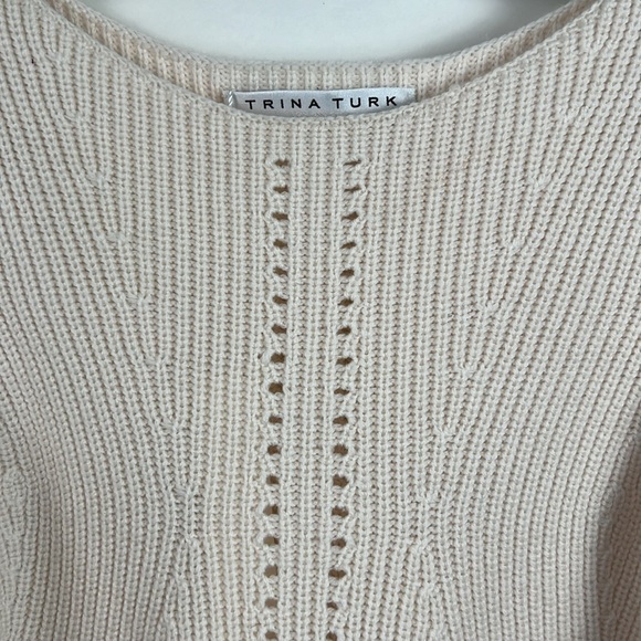 NWT Trina Turk Dalhart Sweater Ecru XS Cream 100% Merino Wool - Picture 4 of 9